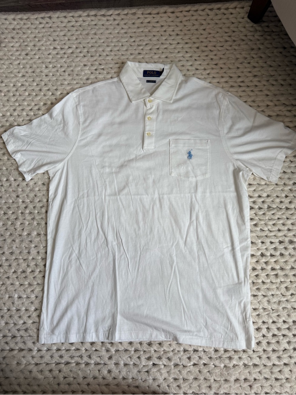 Polo Ralph Lauren White Classic Fit Pocket Polo Shirt Men’s Large